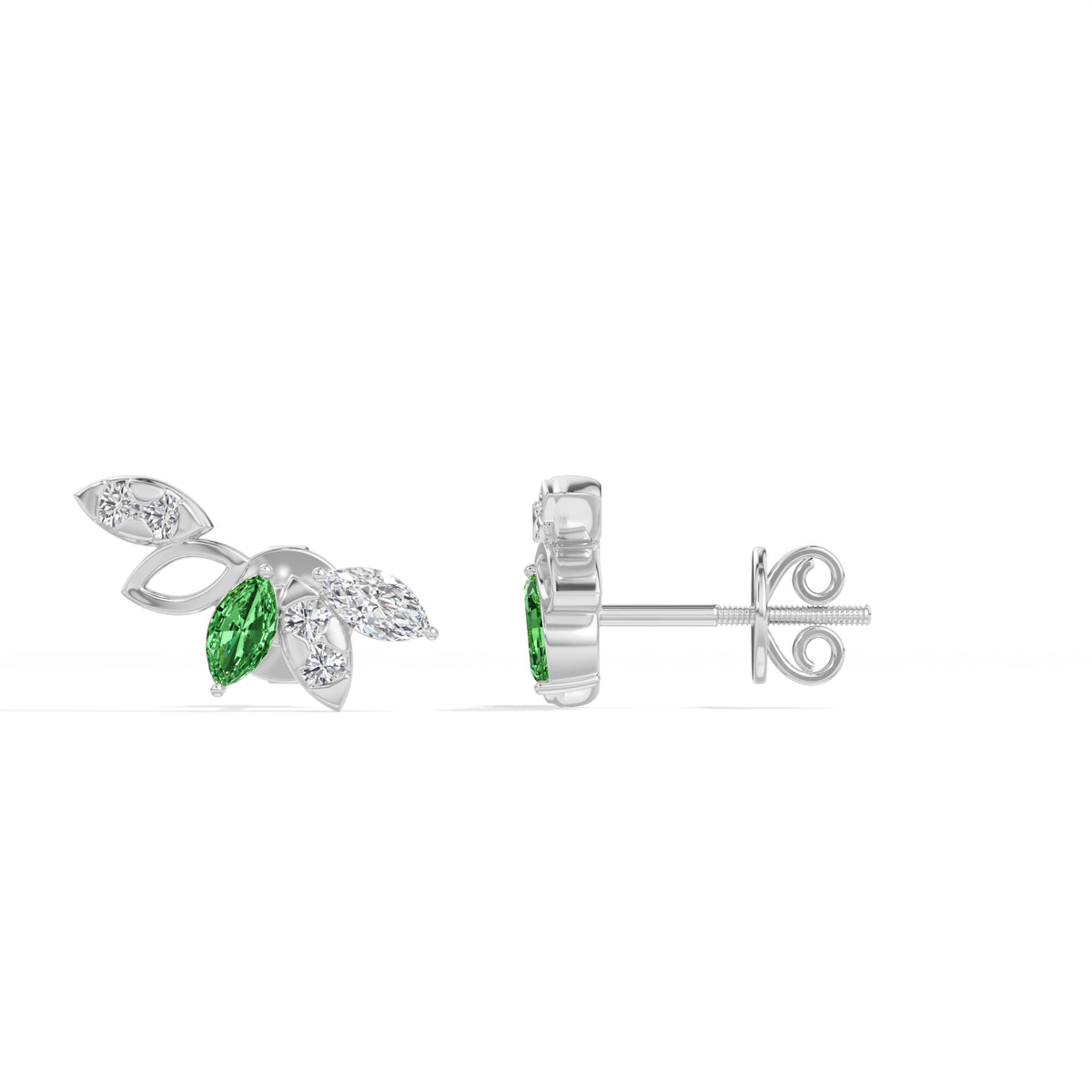 Marquise & Round Lab Grown Diamond Ear Climber Ivara Earrings 
