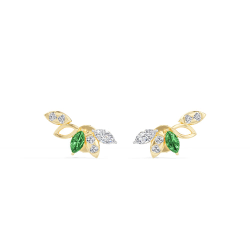 Marquise & Round Lab Grown Diamond Ear Climber Ivara Earrings 