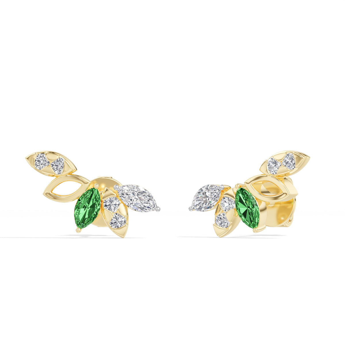 Marquise & Round Lab Grown Diamond Ear Climber Ivara Earrings 