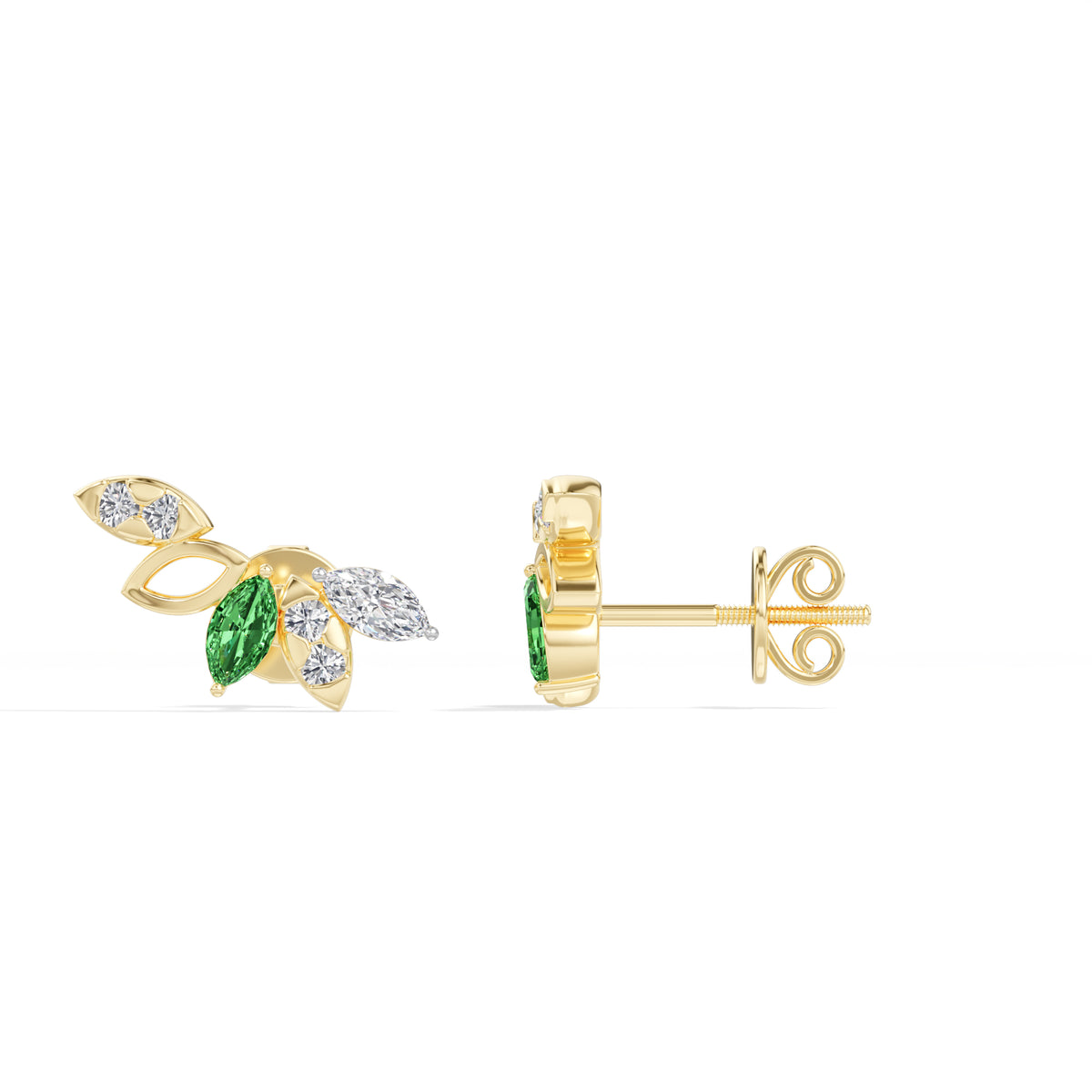 Marquise & Round Lab Grown Diamond Ear Climber Ivara Earrings 