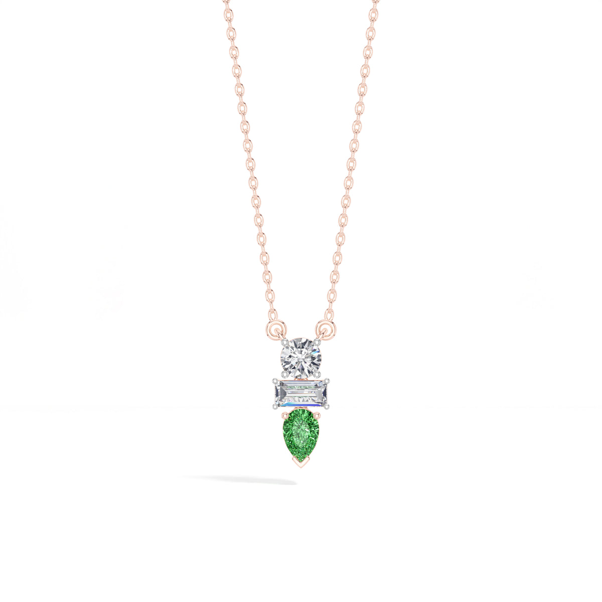 Pear & Emerald Lab Grown Diamond Three-Stone Elowen Pendant 