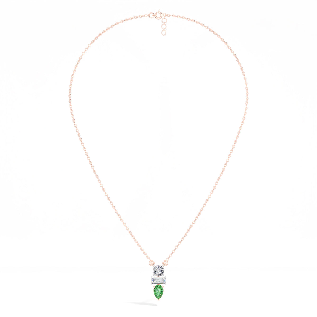 Pear & Emerald Lab Grown Diamond Three-Stone Elowen Pendant 