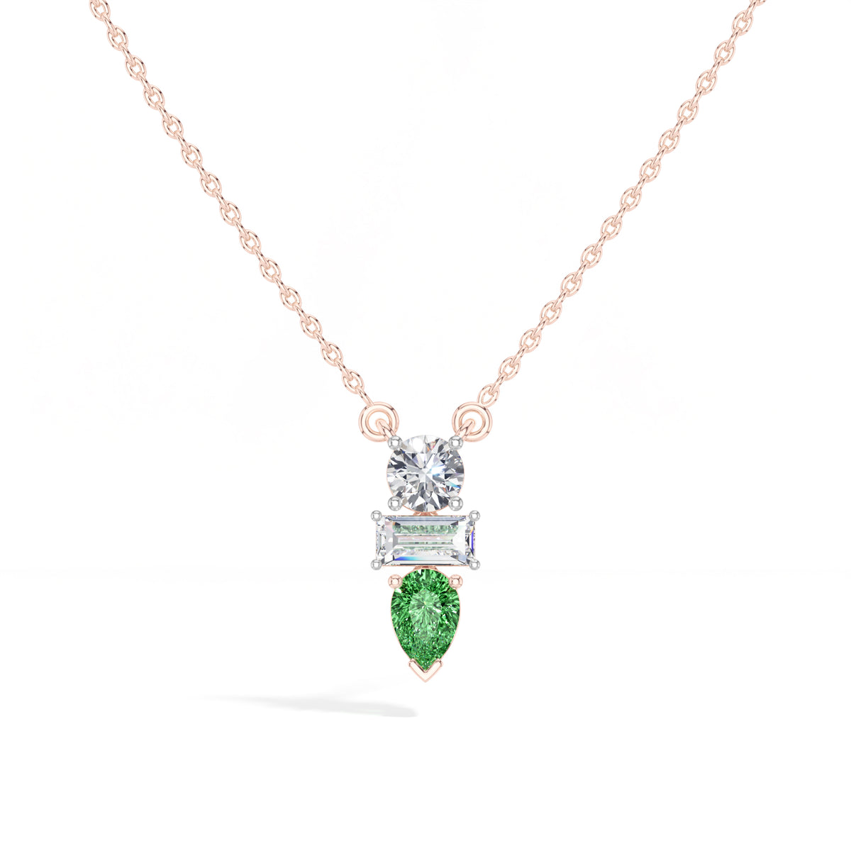 Pear & Emerald Lab Grown Diamond Three-Stone Elowen Pendant 
