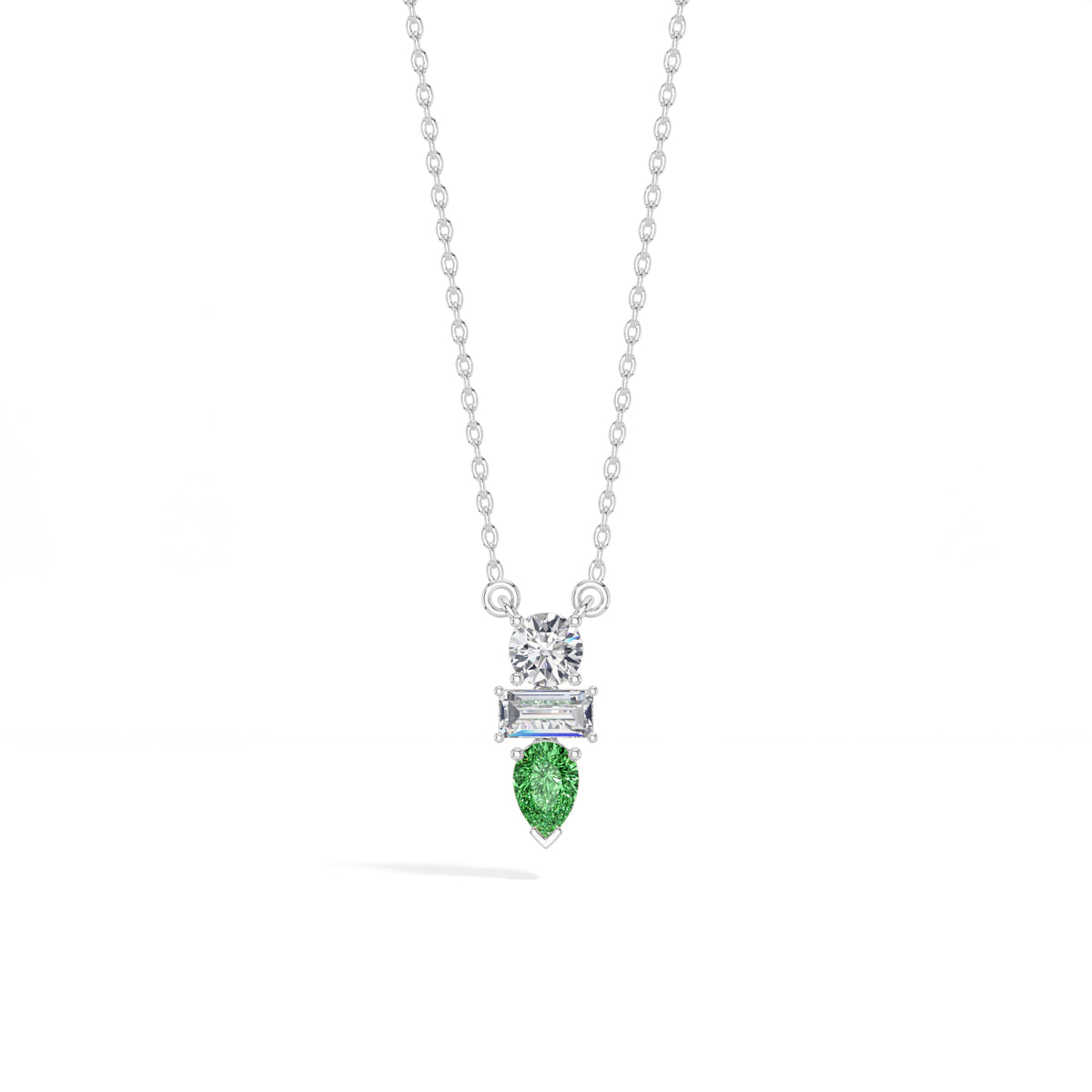 Pear & Emerald Lab Grown Diamond Three-Stone Elowen Pendant 