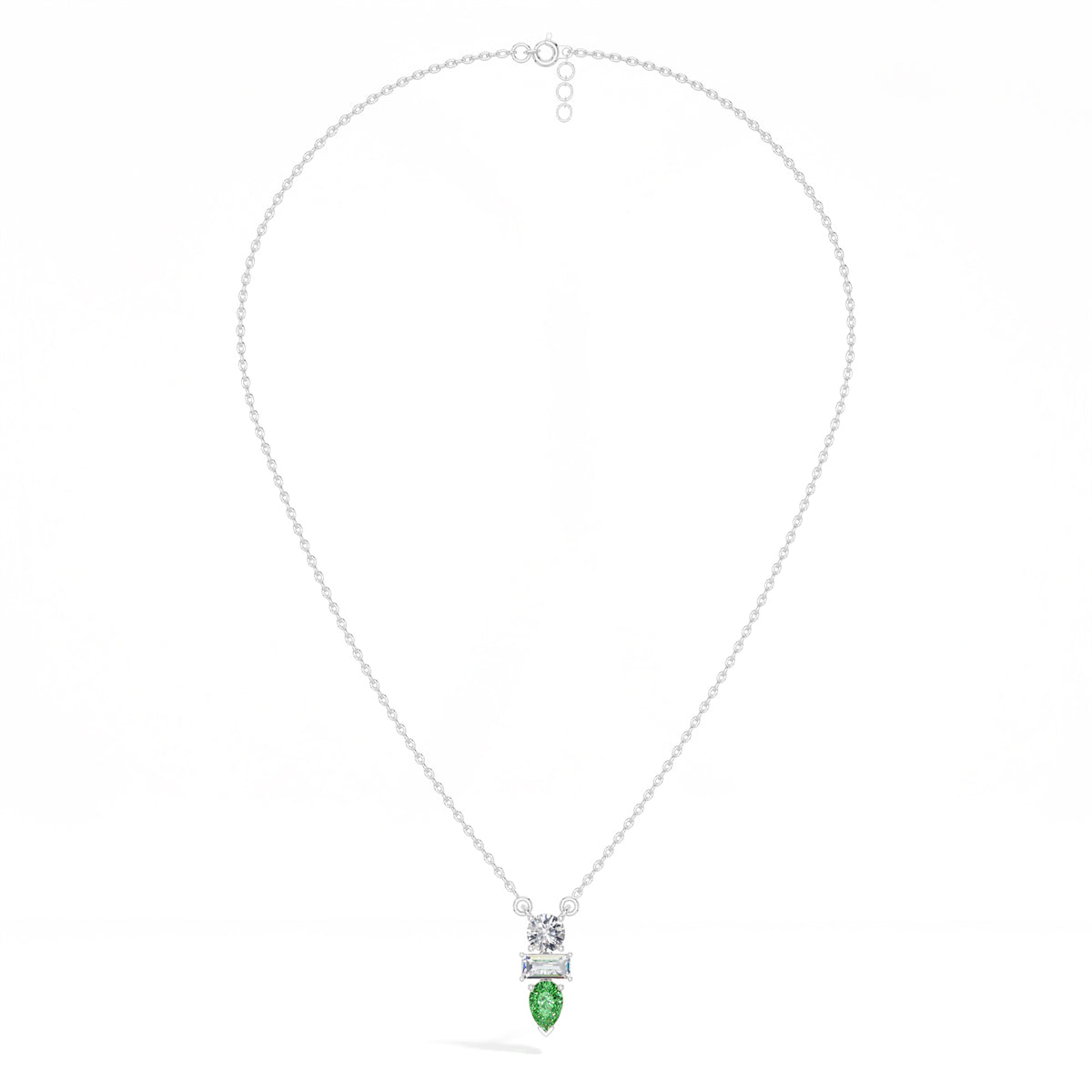 Pear & Emerald Lab Grown Diamond Three-Stone Elowen Pendant 