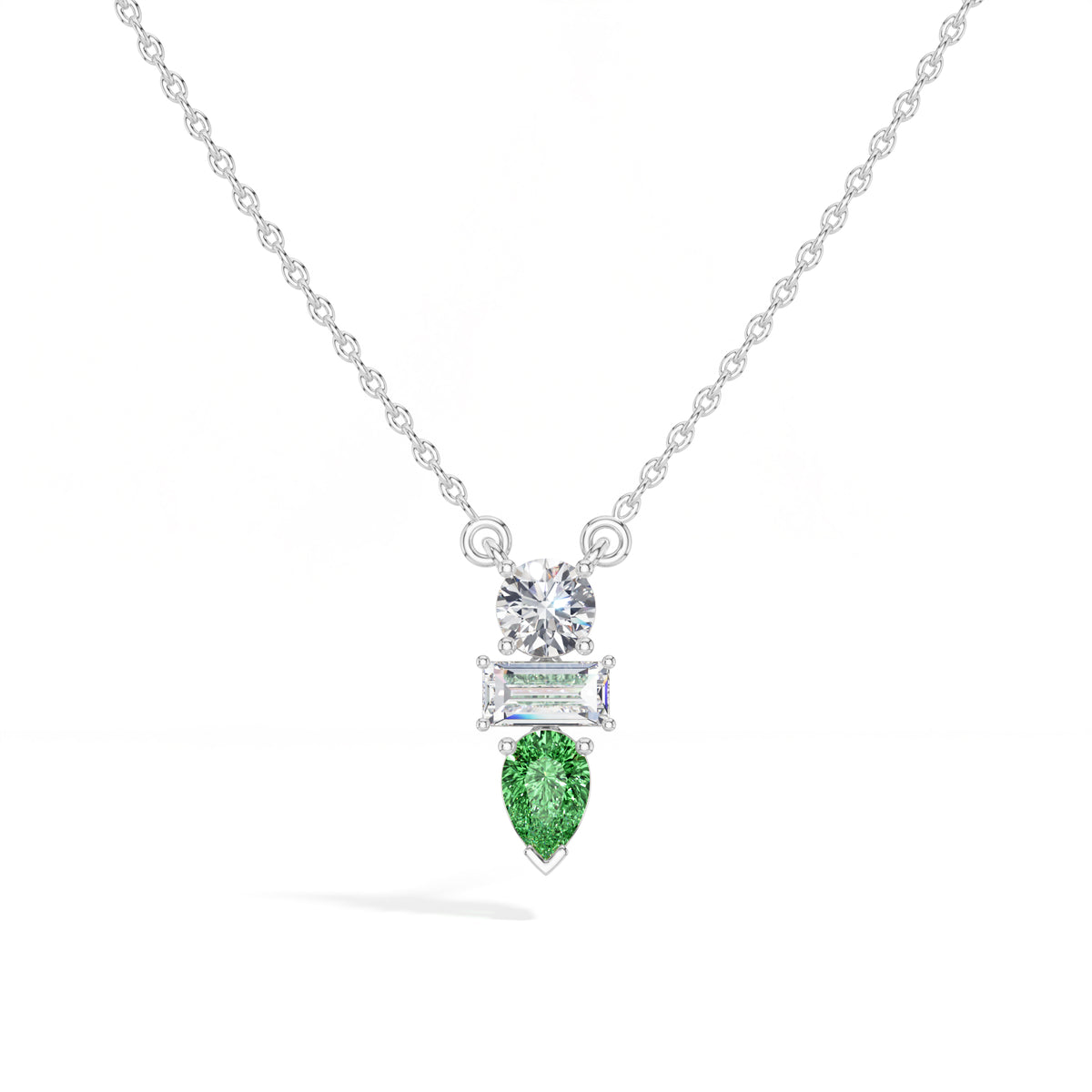 Pear & Emerald Lab Grown Diamond Three-Stone Elowen Pendant 