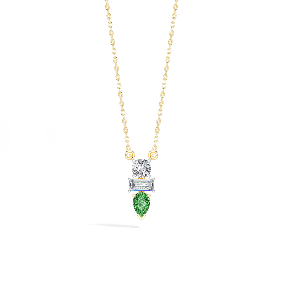 Pear & Emerald Lab Grown Diamond Three-Stone Elowen Pendant 