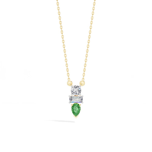 Pear & Emerald Lab Grown Diamond Three-Stone Elowen Pendant 