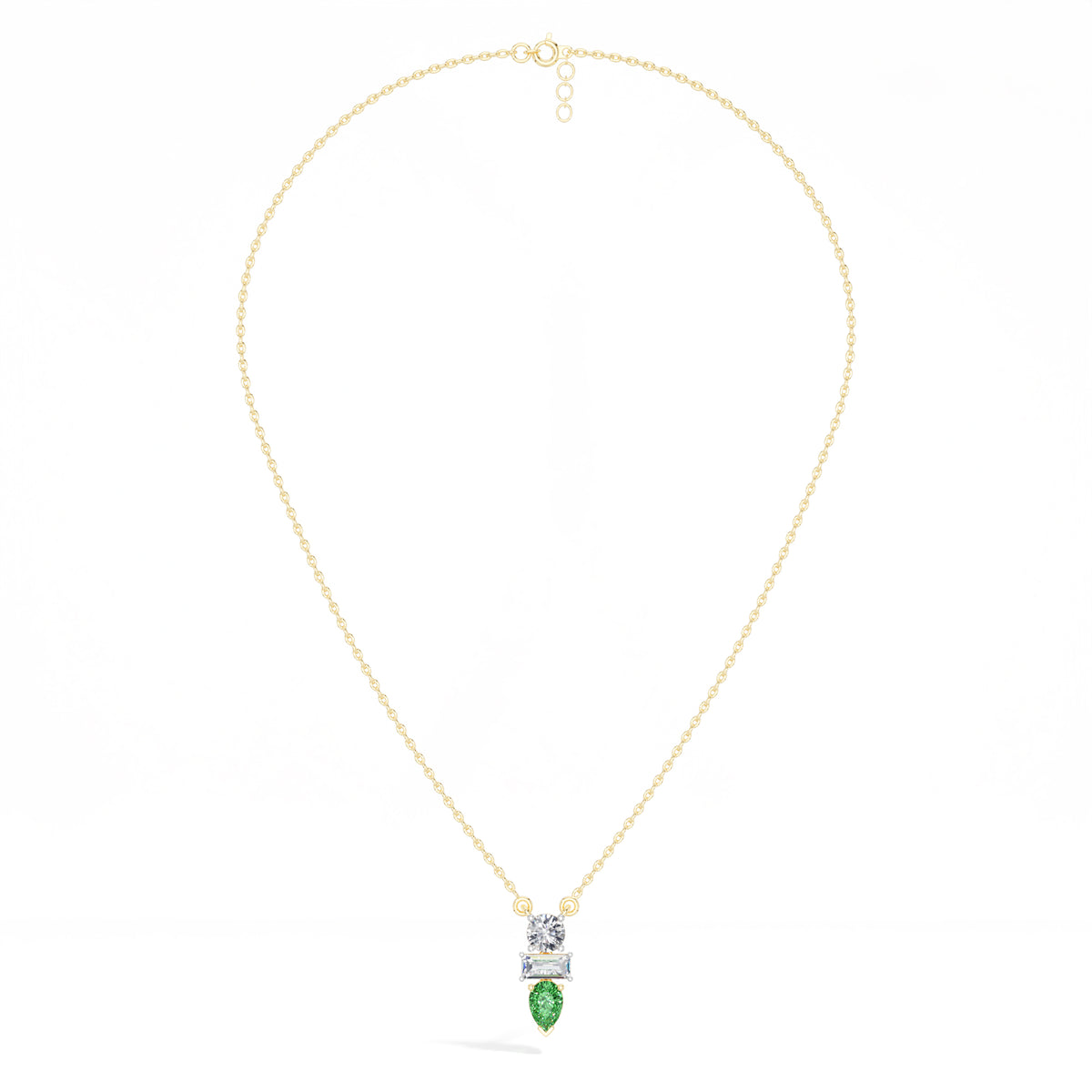 Pear & Emerald Lab Grown Diamond Three-Stone Elowen Pendant 