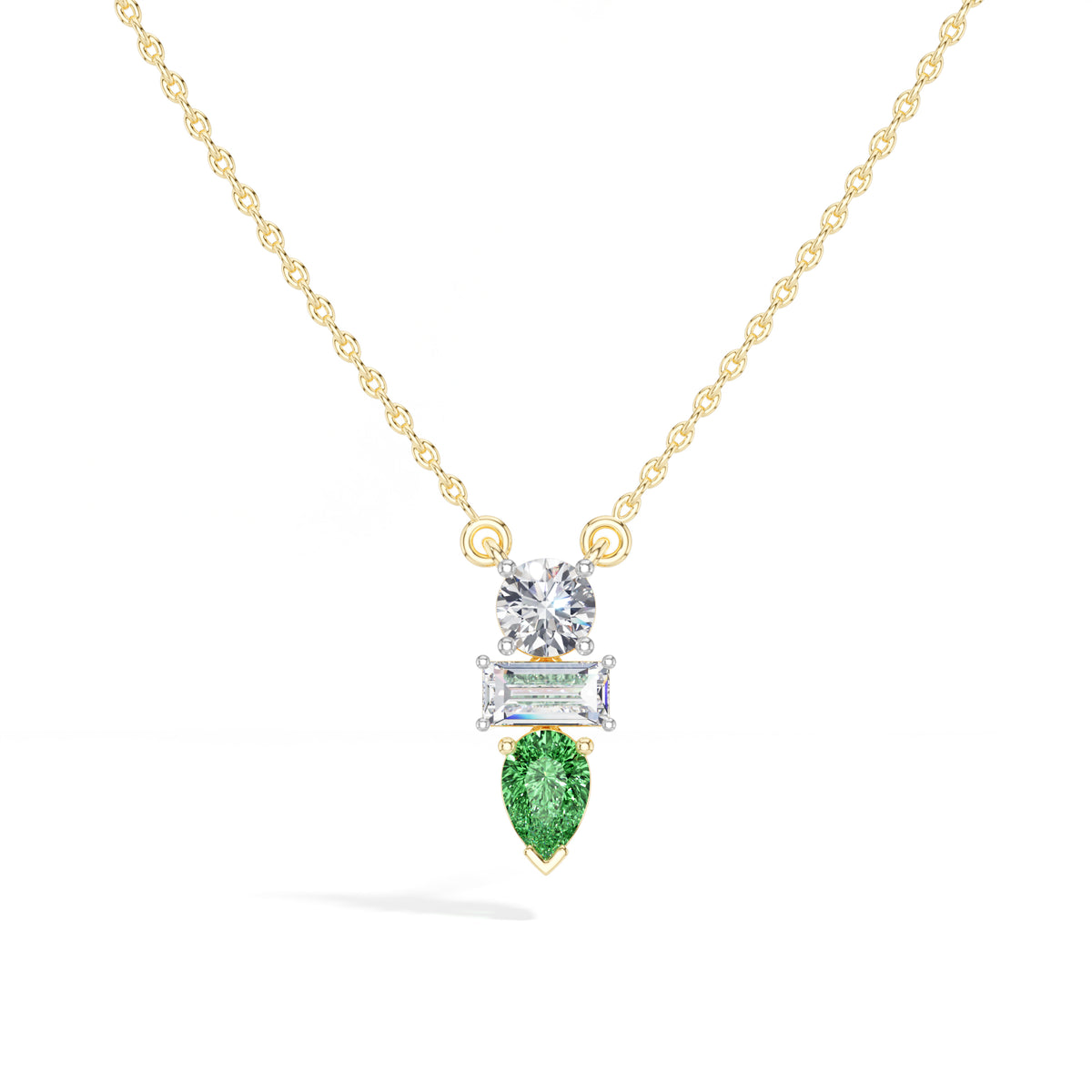 Pear & Emerald Lab Grown Diamond Three-Stone Elowen Pendant 