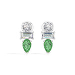 Pear & Emerald Lab Grown Diamond Three-Stone Dangler Verena Earrings 