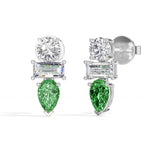 Pear & Emerald Lab Grown Diamond Three-Stone Dangler Verena Earrings 