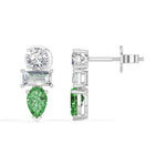 Pear & Emerald Lab Grown Diamond Three-Stone Dangler Verena Earrings 