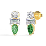 Pear & Emerald Lab Grown Diamond Three-Stone Dangler Verena Earrings 
