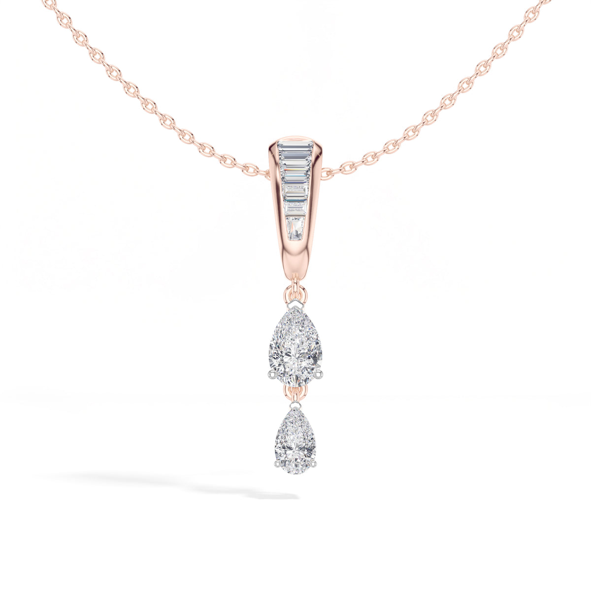 Graduated Pear Drop Lab Grown Diamond Pendant Marisol Necklace