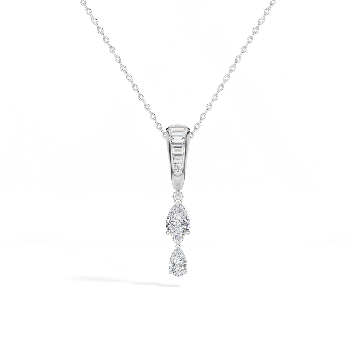 Graduated Pear Drop Lab Grown Diamond Pendant Marisol Necklace