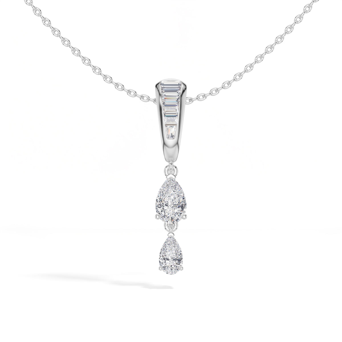 Graduated Pear Drop Lab Grown Diamond Pendant Marisol Necklace