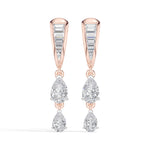 Baguette Hoop Graduated Pear Drop Lab Grown Diamond Vaelen Earrings 
