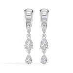 Baguette Hoop Graduated Pear Drop Lab Grown Diamond Vaelen Earrings 