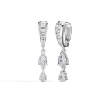 Baguette Hoop Graduated Pear Drop Lab Grown Diamond Earrings 