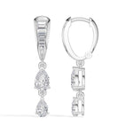 Baguette Hoop Graduated Pear Drop Lab Grown Diamond Vaelen Earrings 