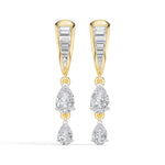 Baguette Hoop Graduated Pear Drop Lab Grown Diamond Vaelen Earrings 