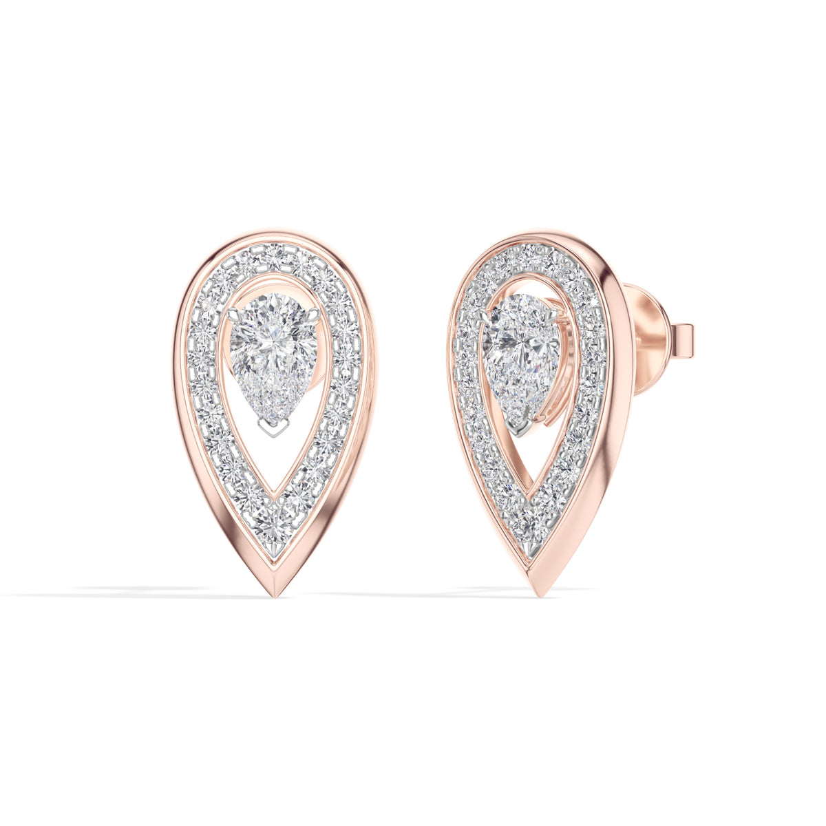 Pear Halo Lab Grown Diamond Stud Selore Earrings