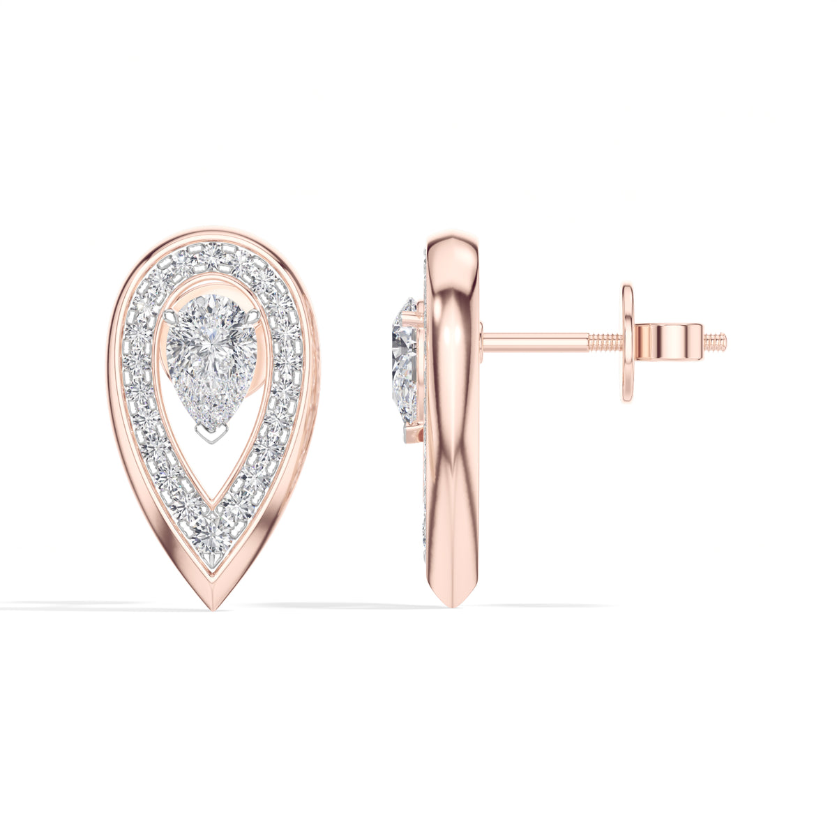 Pear Halo Lab Grown Diamond Stud Selore Earrings