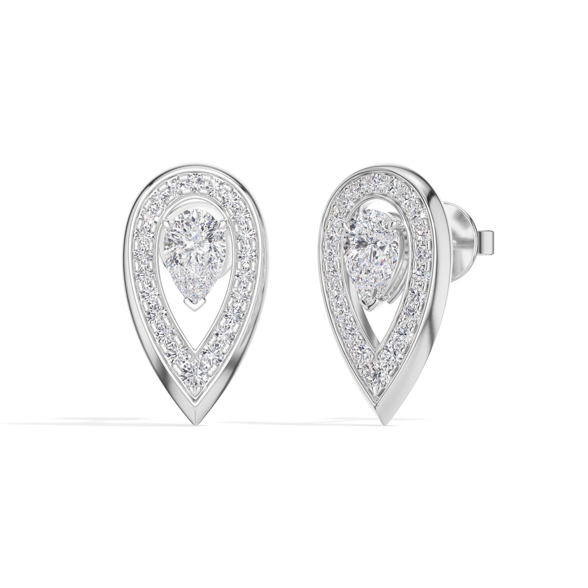 Pear Halo Lab Grown Diamond Stud Selore Earrings