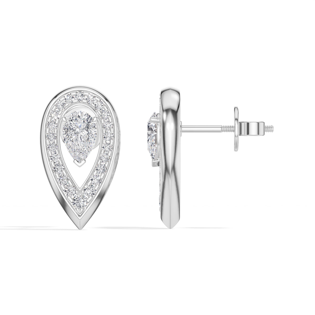 Pear Halo Lab Grown Diamond Stud Selore Earrings