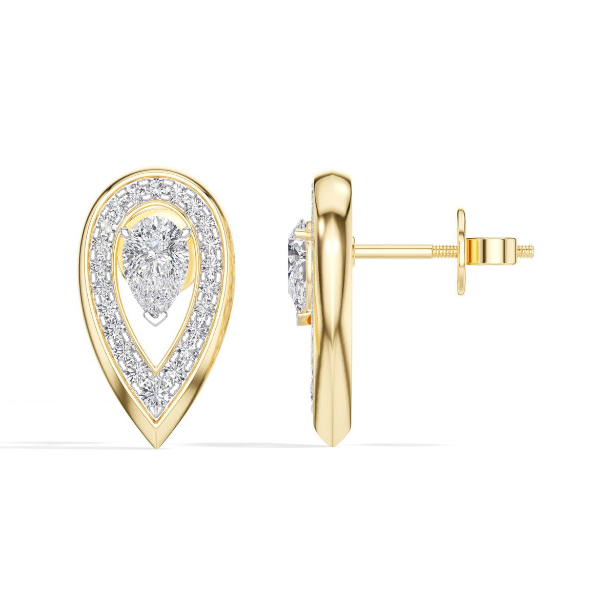 Pear Halo Lab Grown Diamond Stud Selore Earrings