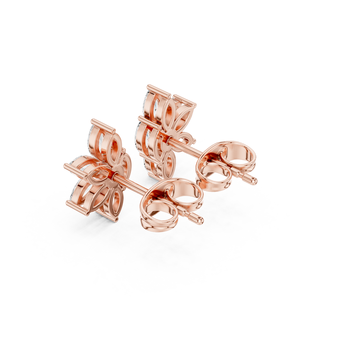 Gold Floral Petal Design Marquise Lab Grown Diamond Azvyn Earring