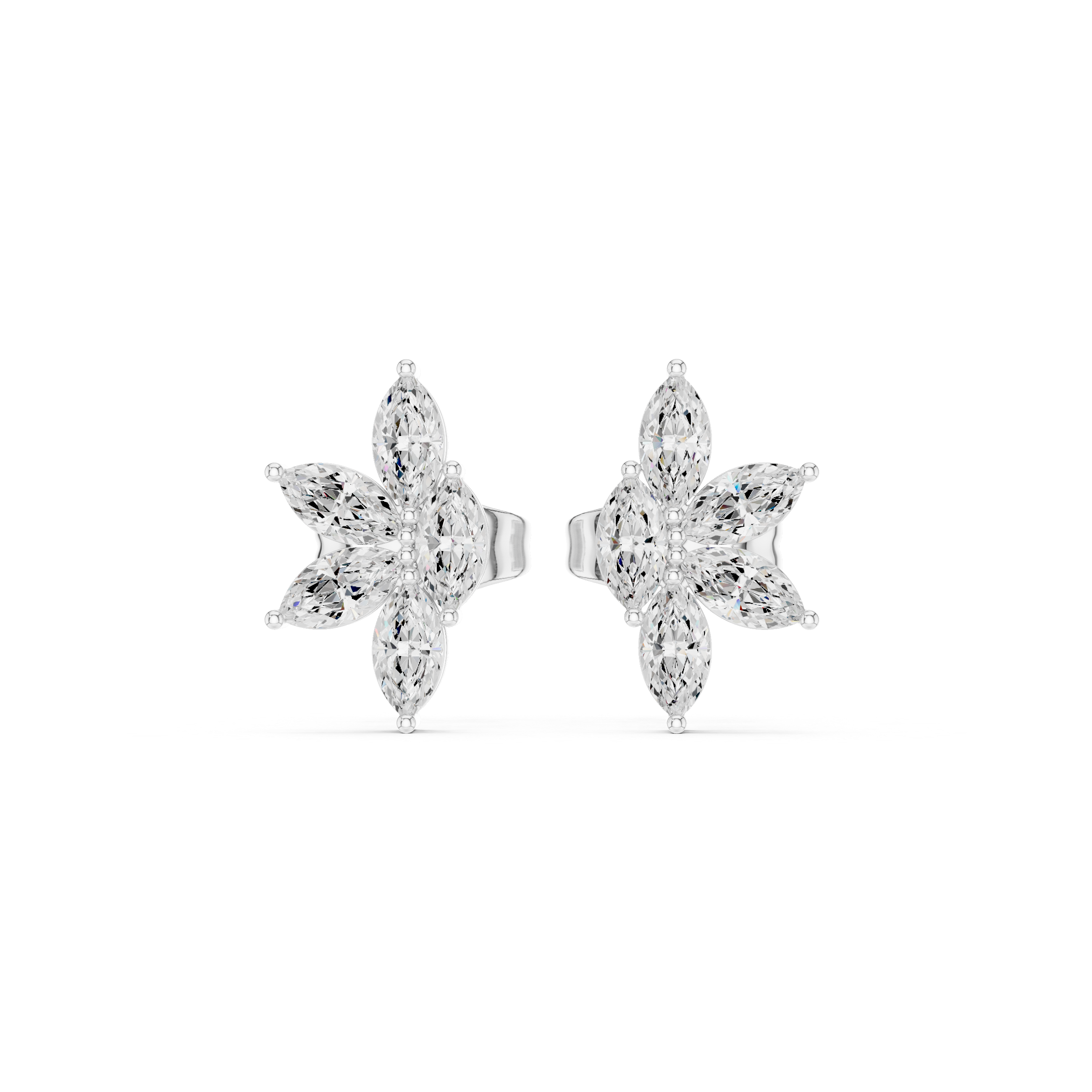 Gold Floral Petal Design Marquise Lab Grown Diamond Azvyn Earring