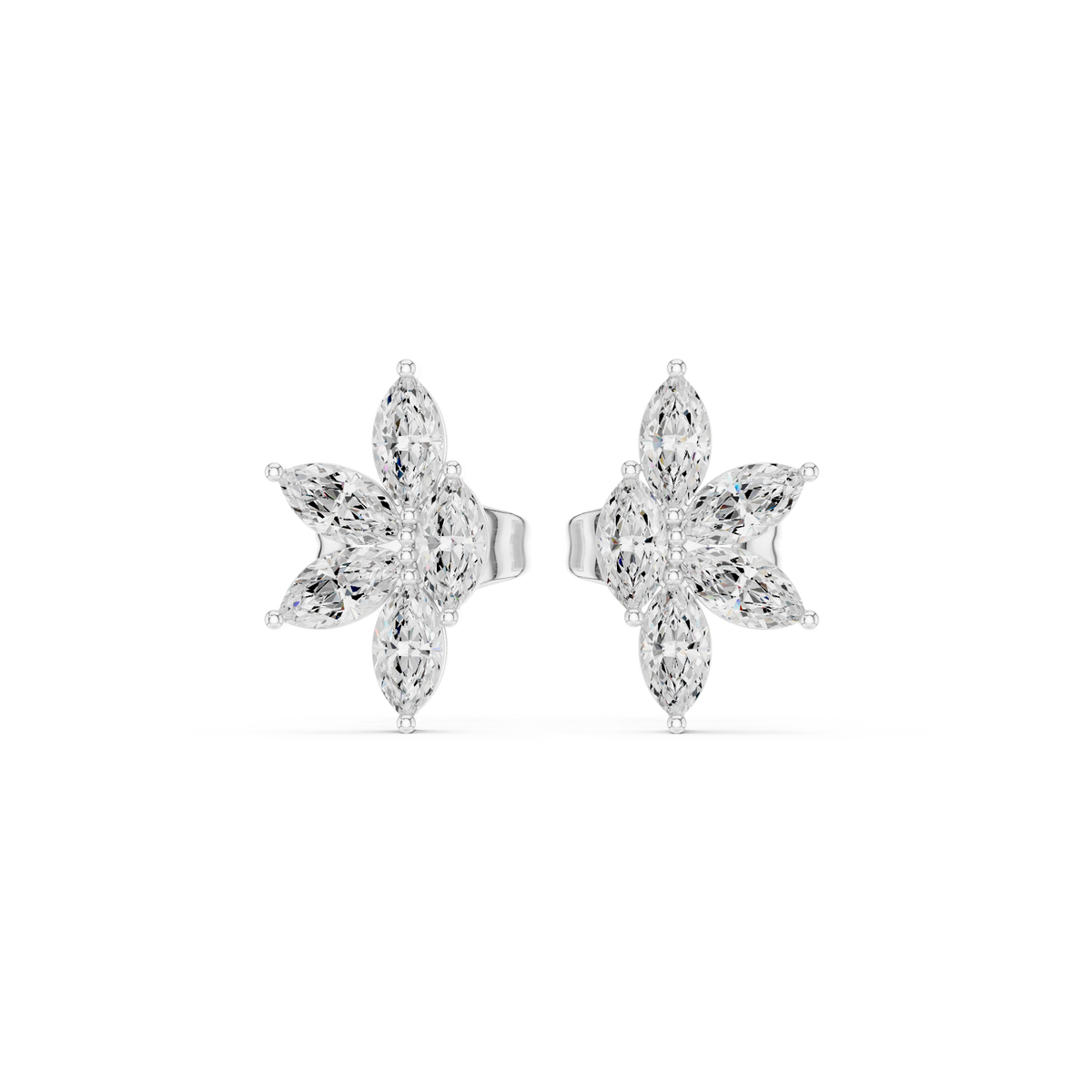 Gold Floral Petal Design Marquise Lab Grown Diamond Azvyn Earring