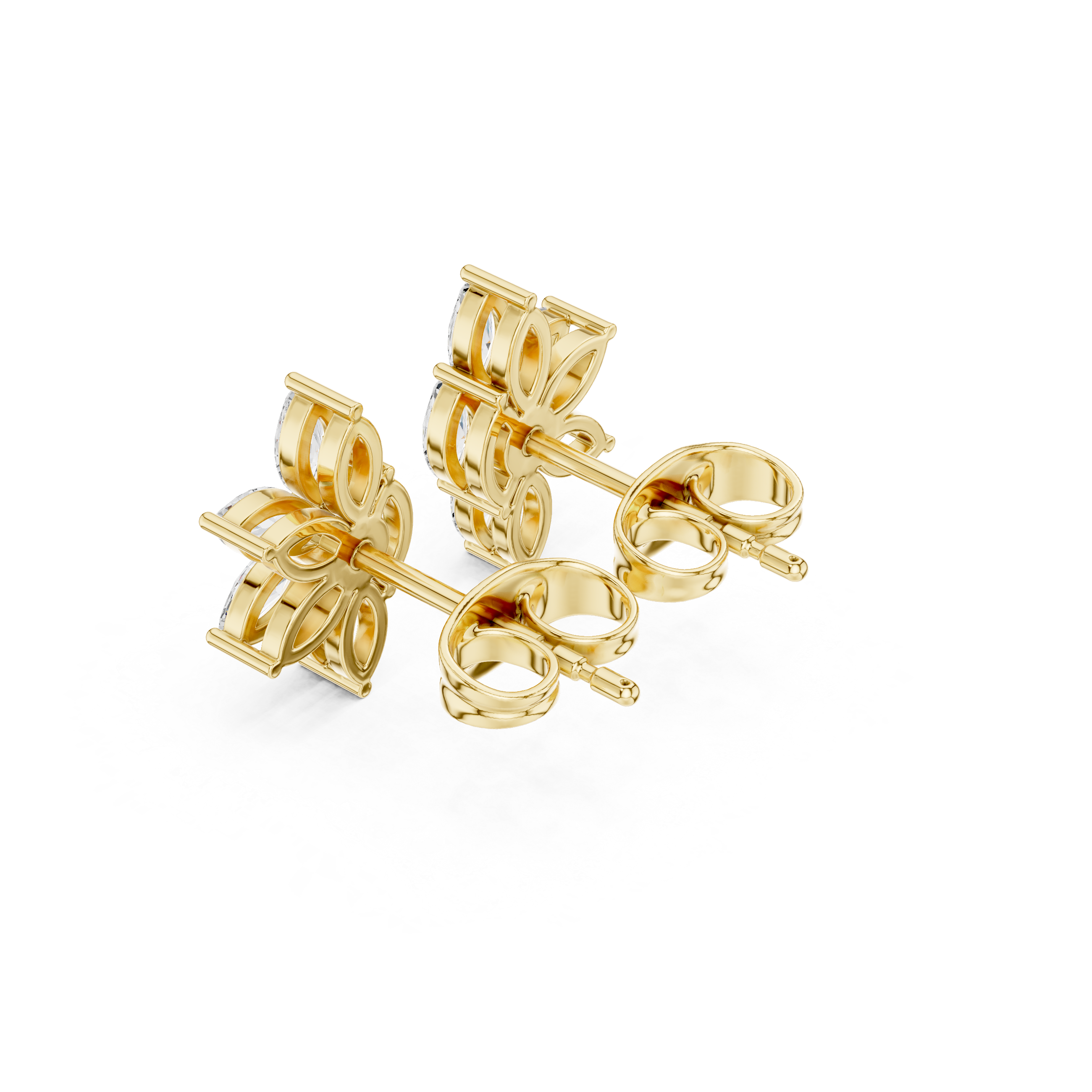Gold Floral Petal Design Marquise Lab Grown Diamond Azvyn Earring