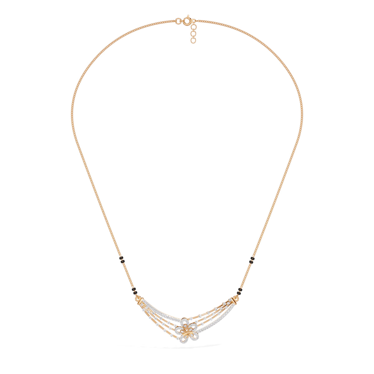 Rose Gold Cluster Layered Pave Round Lab Grown Diamond Korvix Mangalsutra
