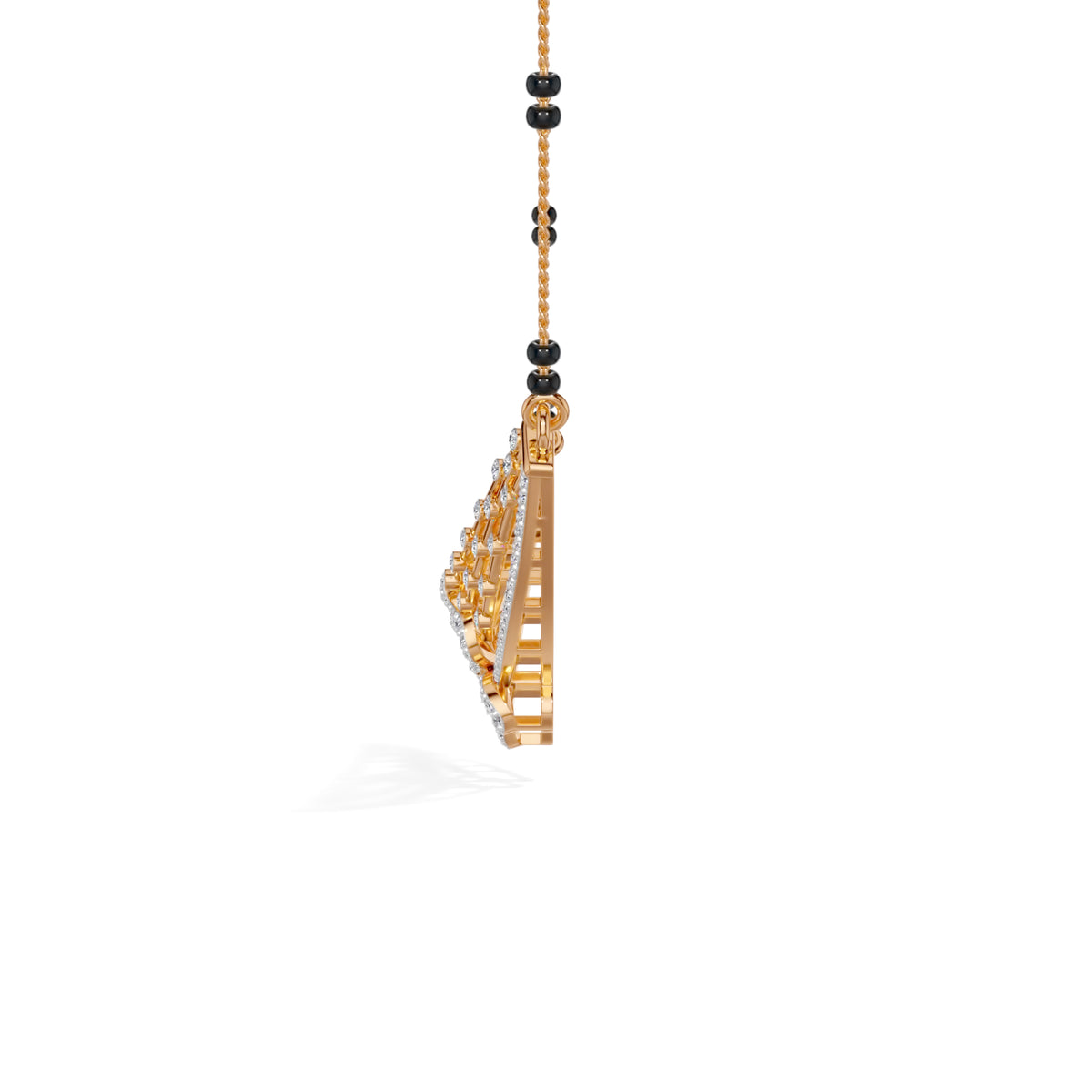 Rose Gold Cluster Layered Pave Round Lab Grown Diamond Korvix Mangalsutra