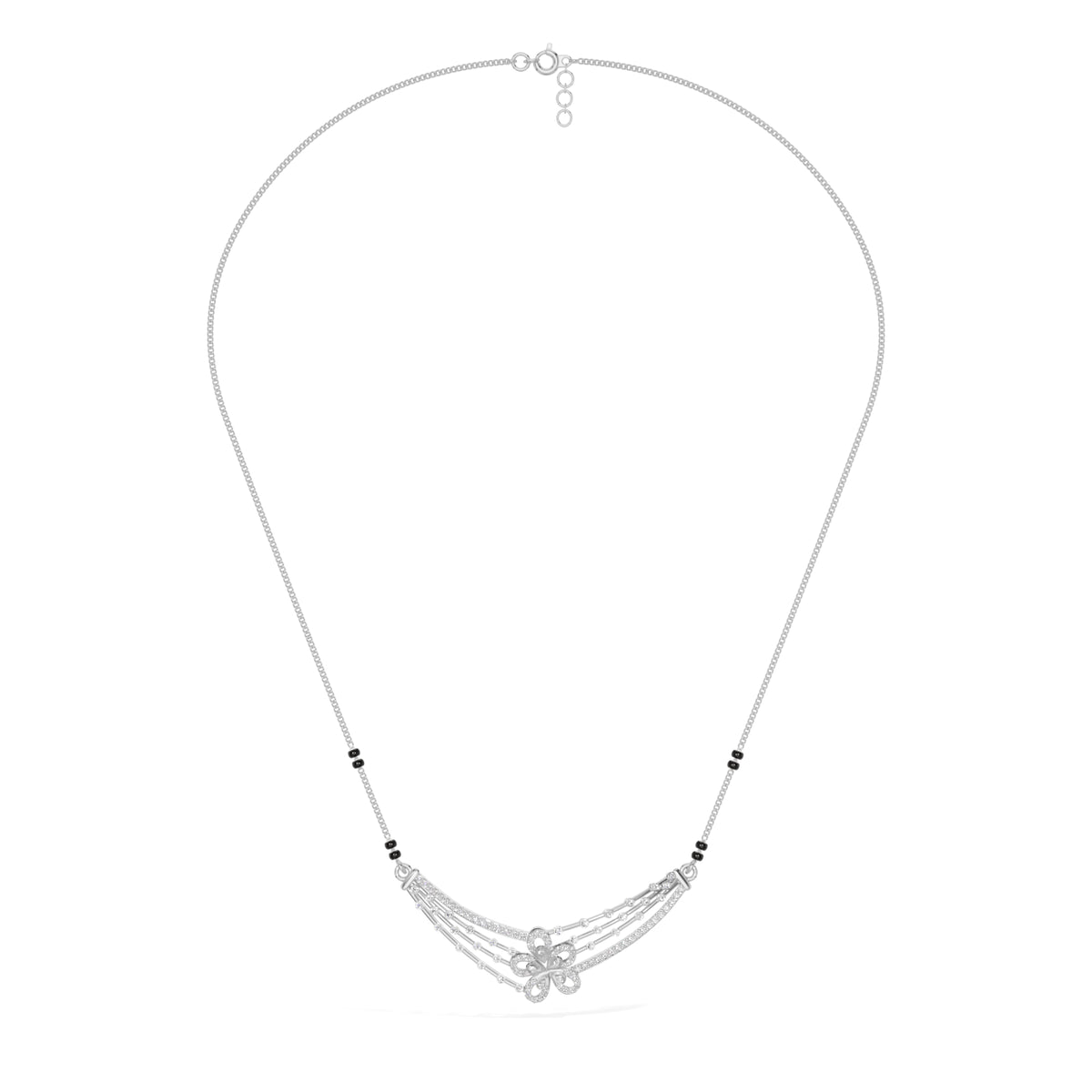 White Gold Cluster Layered Pave Round Lab Grown Diamond Korvix Mangalsutra