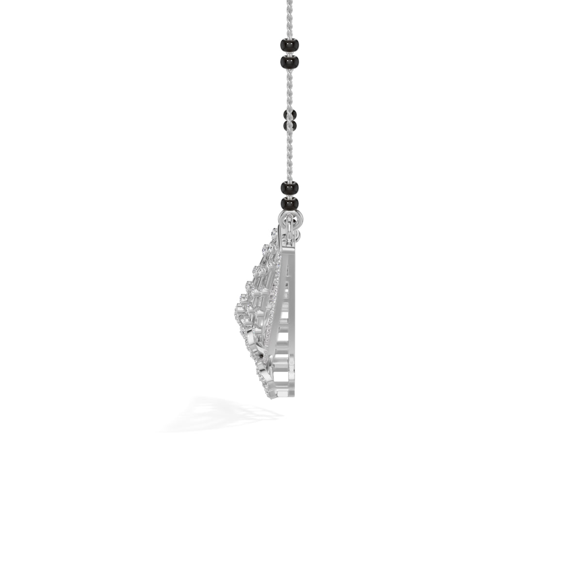 White Gold Cluster Layered Pave Round Lab Grown Diamond Korvix Mangalsutra