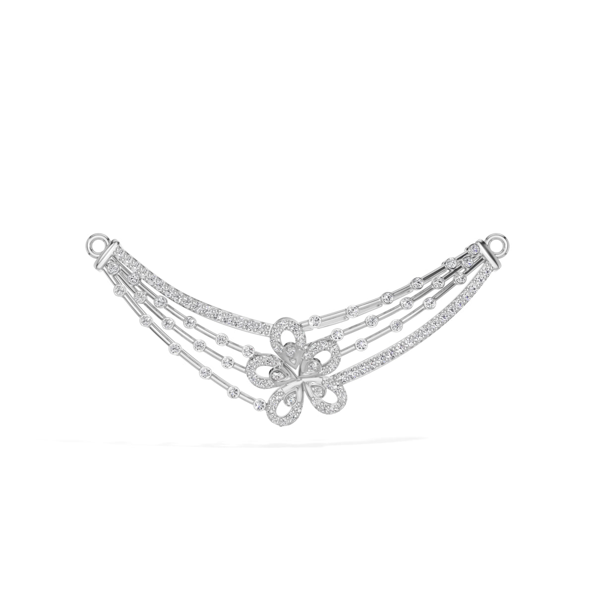 White Gold Cluster Layered Pave Round Lab Grown Diamond Korvix Mangalsutra