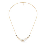 Yellow Gold Cluster Layered Pave Round Lab Grown Diamond Korvix Mangalsutra
