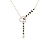 Rose Gold Heart Pave Drop Round Lab Grown Diamond Orvexa Mangalsutra