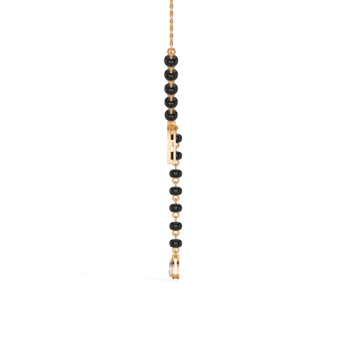 Rose Gold Heart Pave Drop Round Lab Grown Diamond Orvexa Mangalsutra