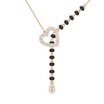 Rose Gold Heart Pave Drop Round Lab Grown Diamond Orvexa Mangalsutra