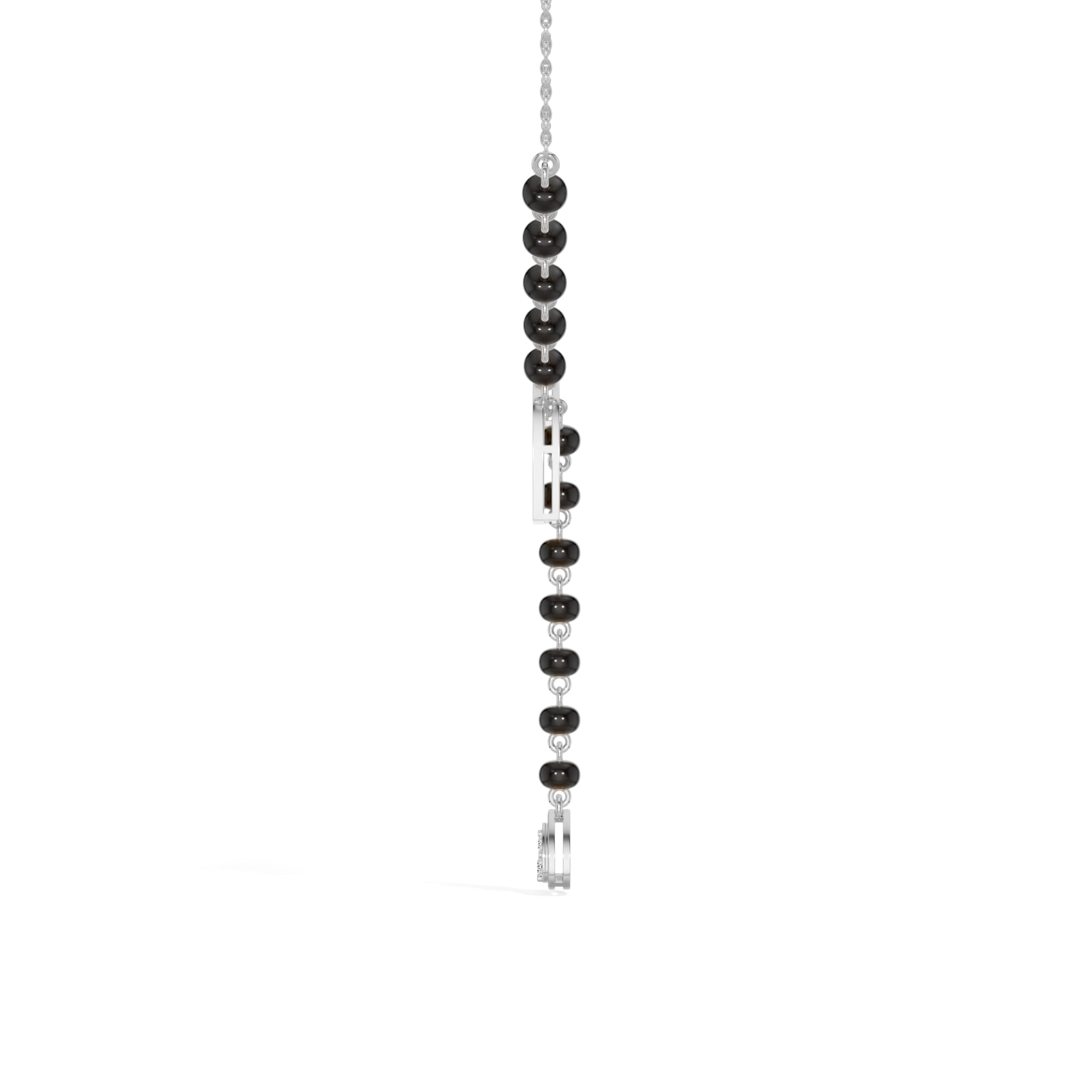 White Gold Heart Pave Drop Round Lab Grown Diamond Orvexa Mangalsutra
