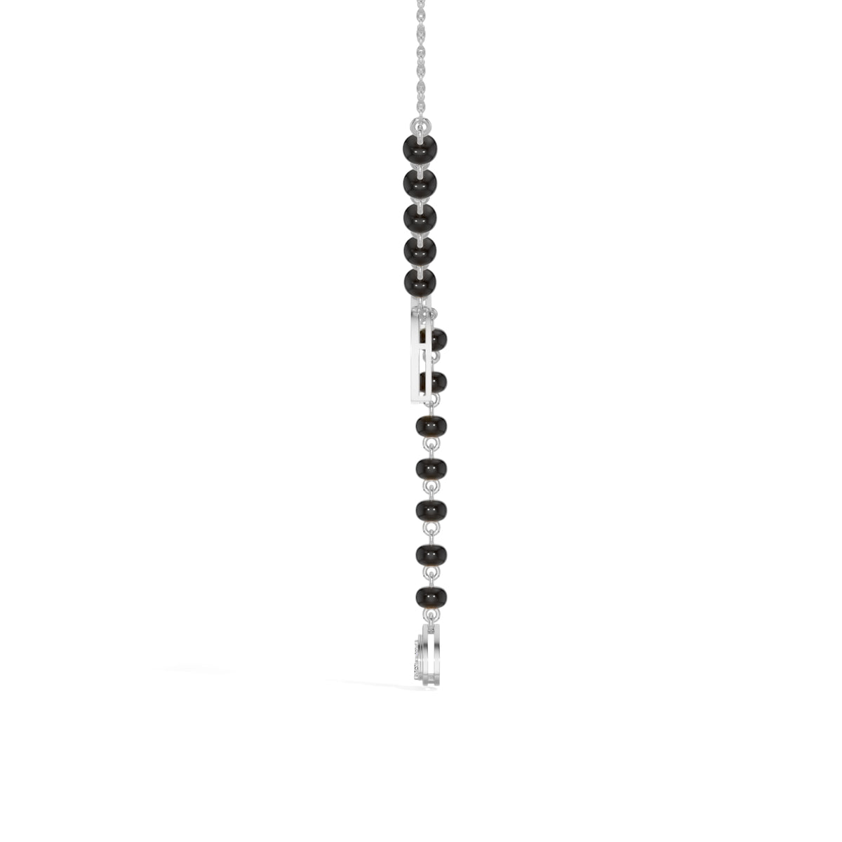 White Gold Heart Pave Drop Round Lab Grown Diamond Orvexa Mangalsutra