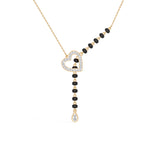Yellow Gold Heart Pave Drop Round Lab Grown Diamond Orvexa Mangalsutra