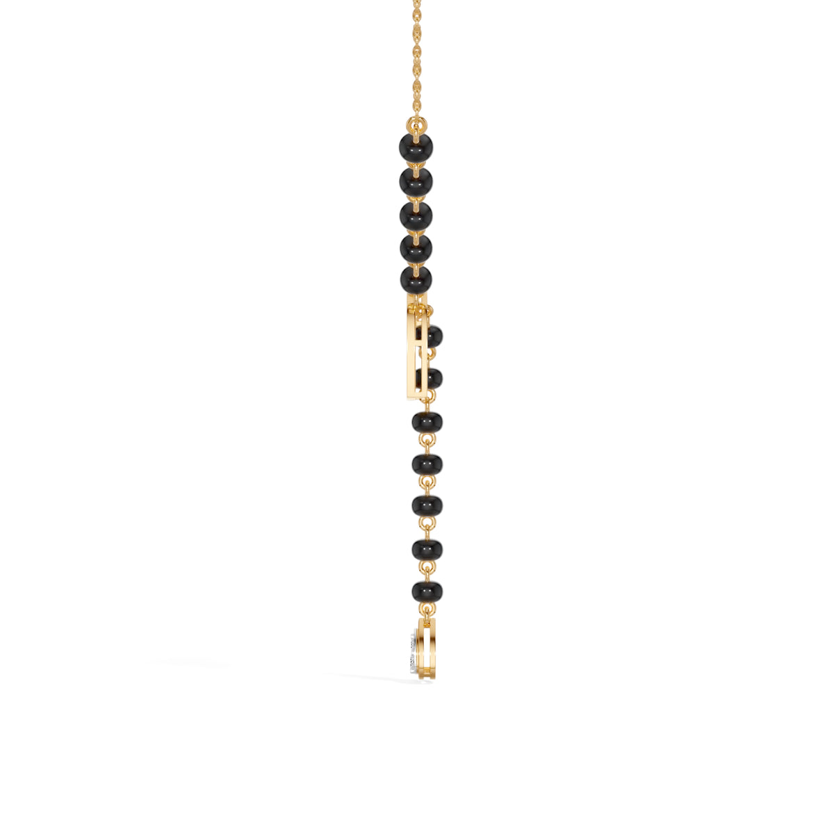 Yellow Gold Heart Pave Drop Round Lab Grown Diamond Orvexa Mangalsutra