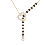 Yellow Gold Heart Pave Drop Round Lab Grown Diamond Orvexa Mangalsutra