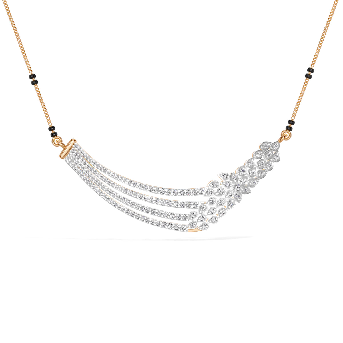 Rose Gold Multi Row Pave Round Lab Grown Diamond Vyxen Mangalsutra